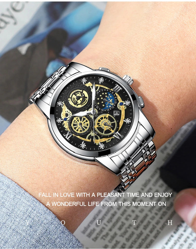 RIVORA| BINBOND Gold Classic Watch- Luxury Minimal Statement Timepiece