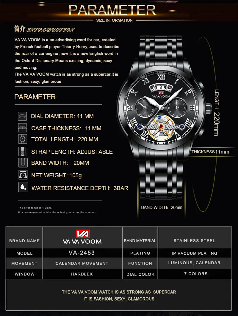 RIVORA™ Luminaire Steel – Luxury Luminous Quartz Watch (Waterproof 3ATM, Stainless Steel Elite Edition)