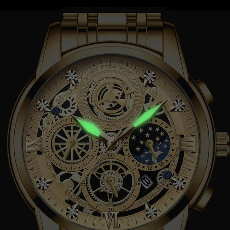 RIVORA| BINBOND Gold Classic Watch- Luxury Minimal Statement Timepiece