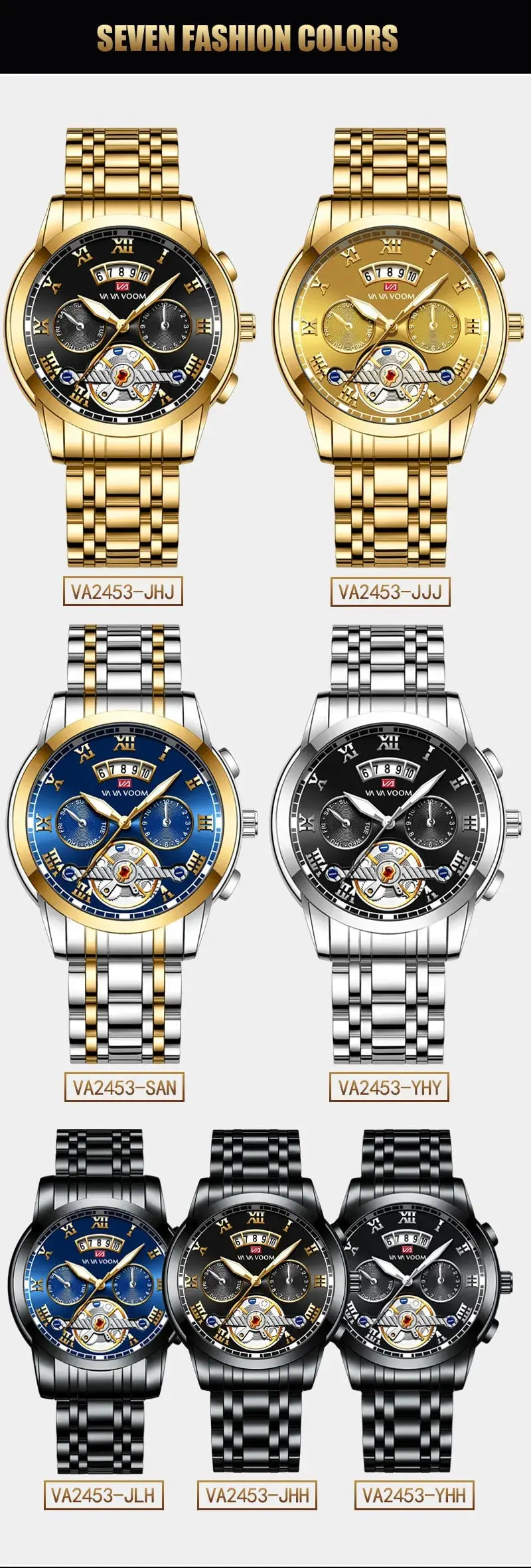 RIVORA™ Luminaire Steel – Luxury Luminous Quartz Watch (Waterproof 3ATM, Stainless Steel Elite Edition)