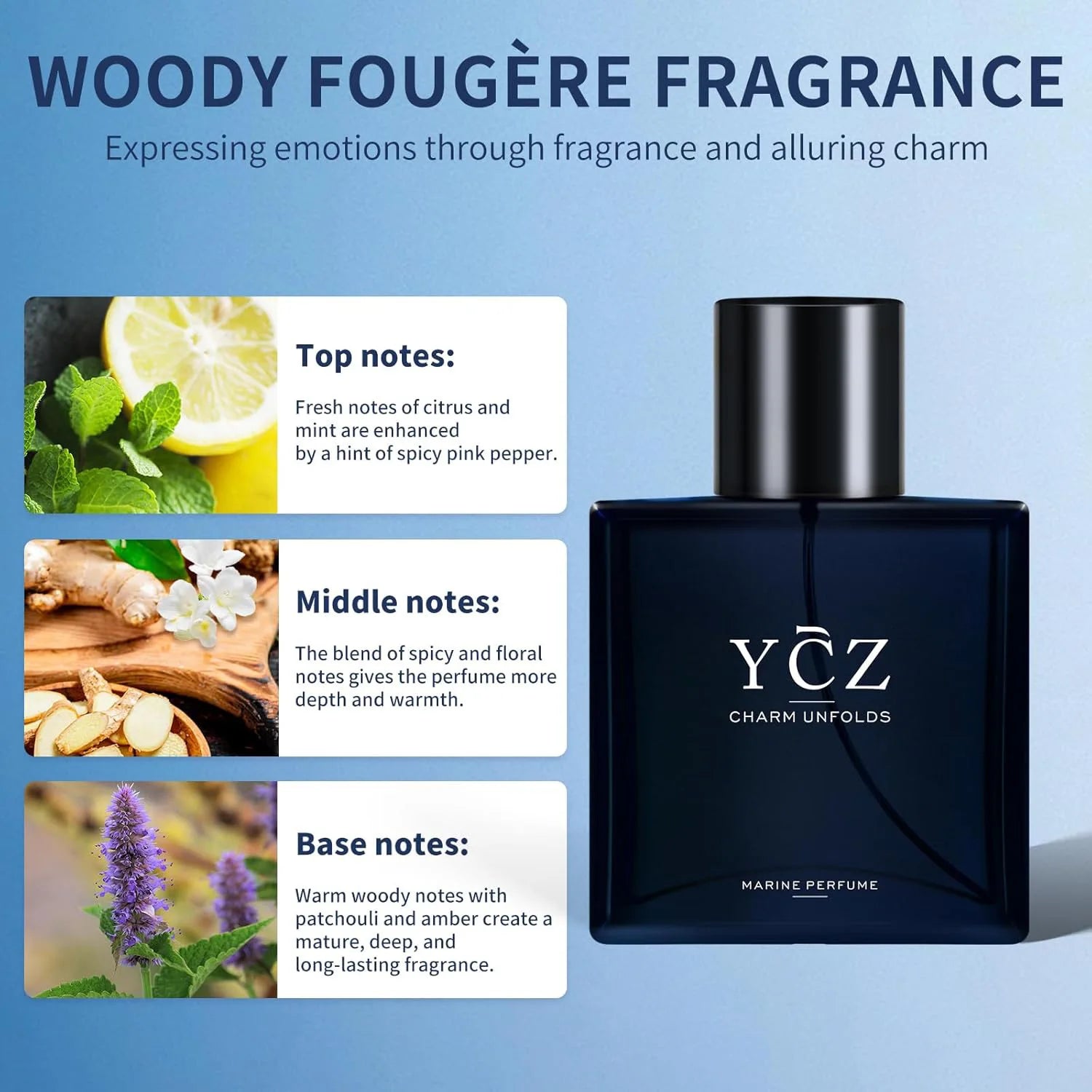 50ML Brand Perfume Cologne Man Perfume Spray Long Lasting Woody Ocean Fruity Light Fragrance Seductive Romance Gift