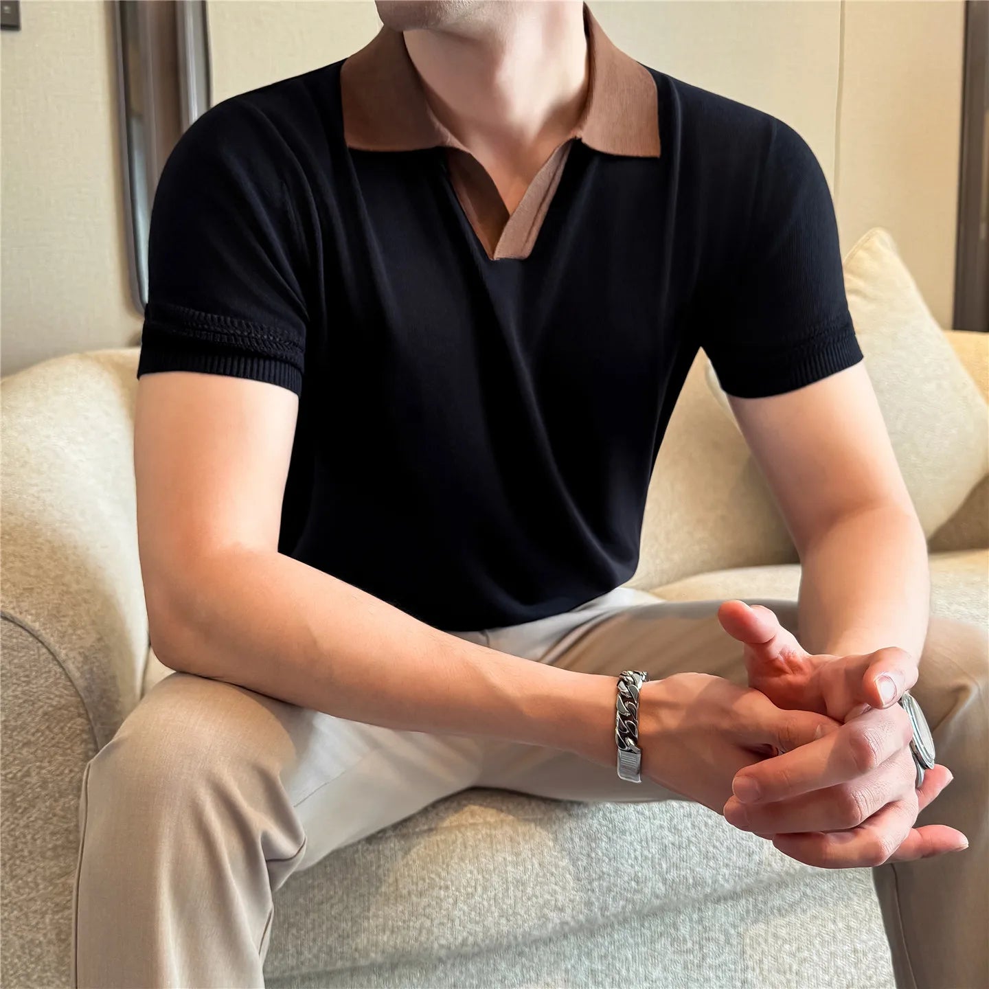 RIVORA™ Summer Knit Relaxed Fit Shirt — Minimal Solid Stretch Casual Wear