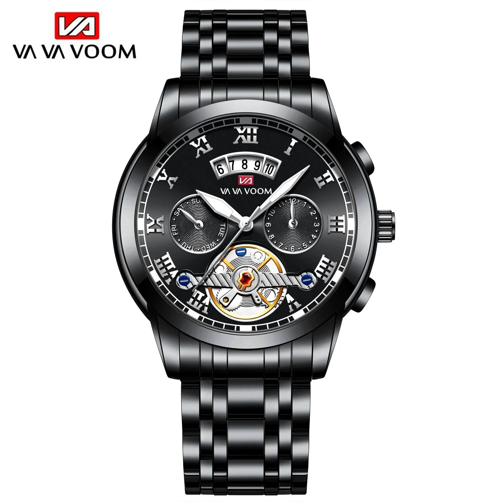 RIVORA™ Luminaire Steel – Luxury Luminous Quartz Watch (Waterproof 3ATM, Stainless Steel Elite Edition)