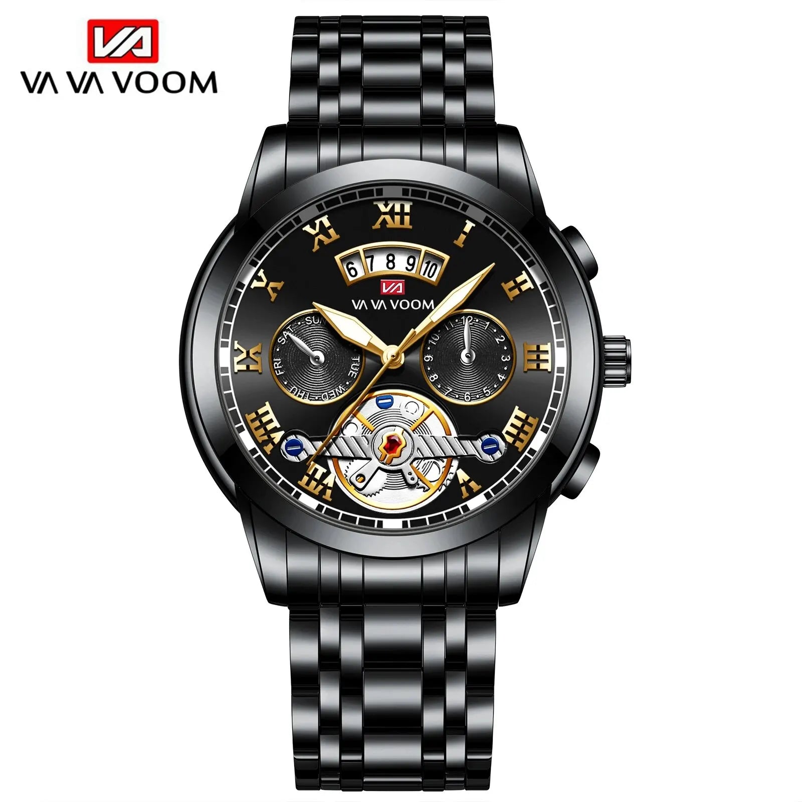 RIVORA™ Luminaire Steel – Luxury Luminous Quartz Watch (Waterproof 3ATM, Stainless Steel Elite Edition)