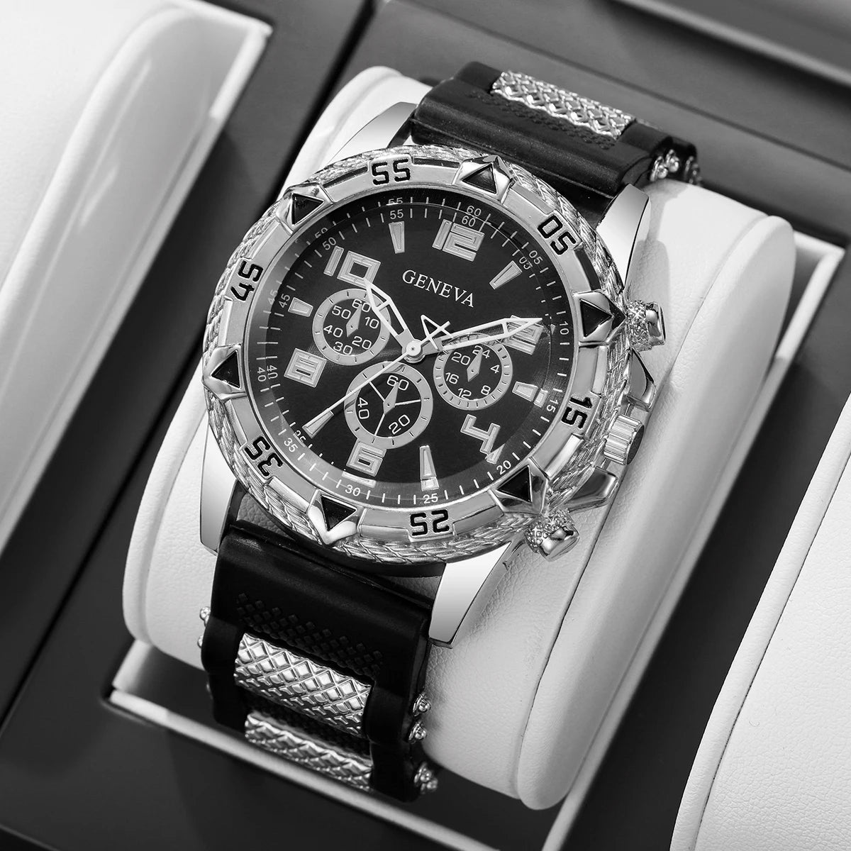 Luxury Arabic Dial Men Business Quartz Watch Fashion Silicone Strap Wristwatch For Man Clock Reloj Hombre (Without Box)
