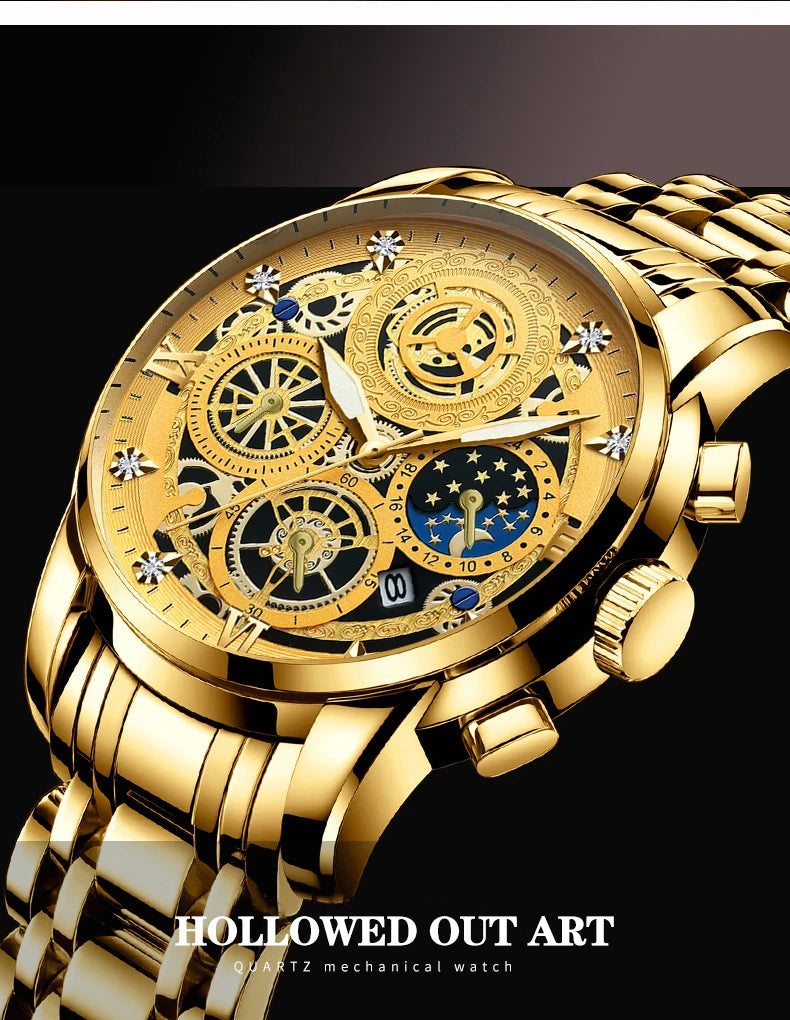 RIVORA| BINBOND Gold Classic Watch- Luxury Minimal Statement Timepiece