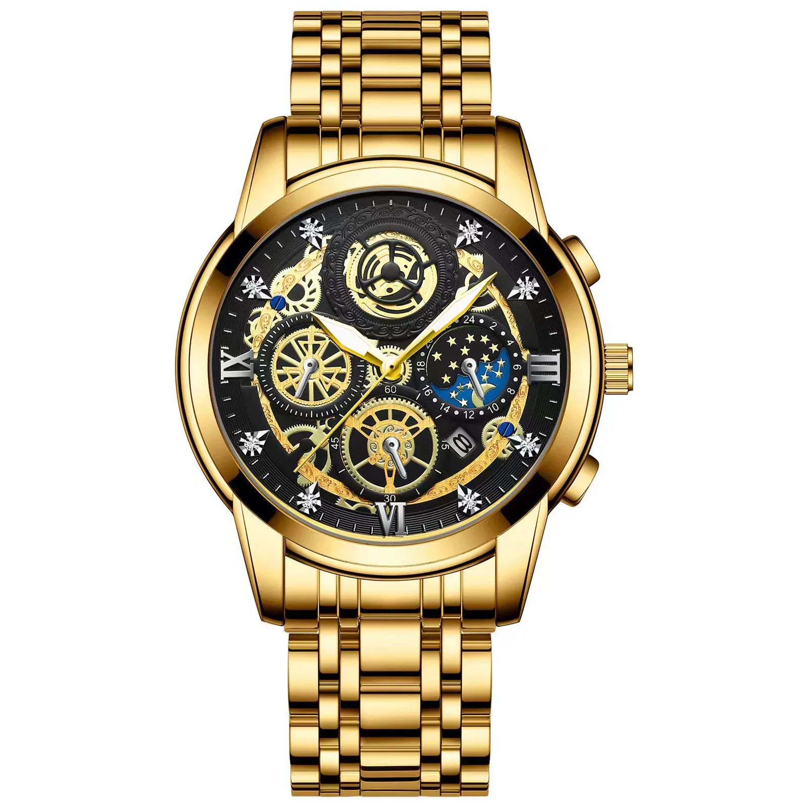 RIVORA| BINBOND Gold Classic Watch- Luxury Minimal Statement Timepiece
