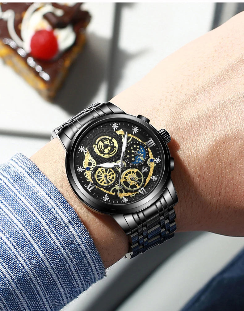RIVORA| BINBOND Gold Classic Watch- Luxury Minimal Statement Timepiece