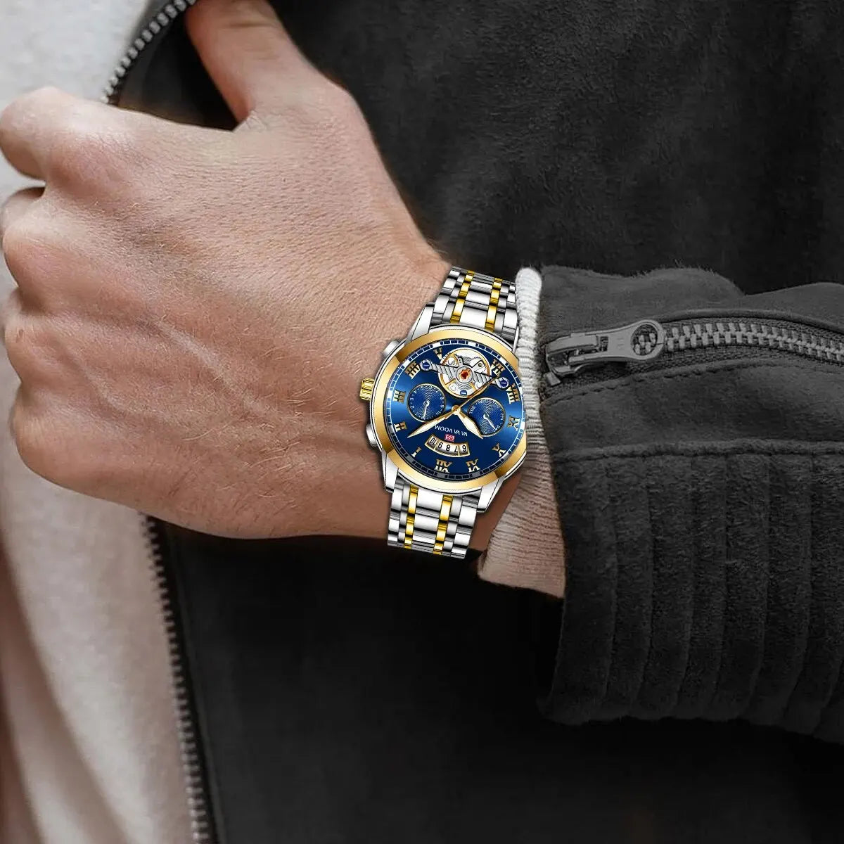 RIVORA™ Luminaire Steel – Luxury Luminous Quartz Watch (Waterproof 3ATM, Stainless Steel Elite Edition)