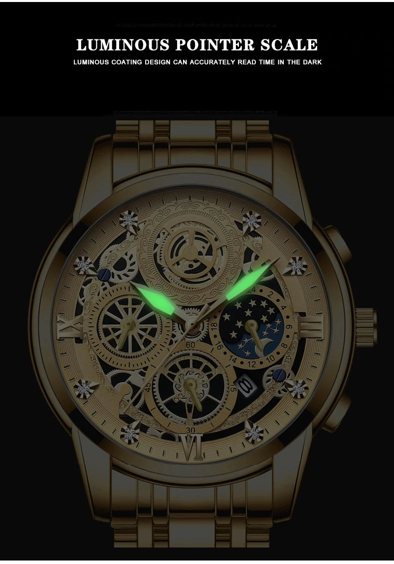 RIVORA| BINBOND Gold Classic Watch- Luxury Minimal Statement Timepiece